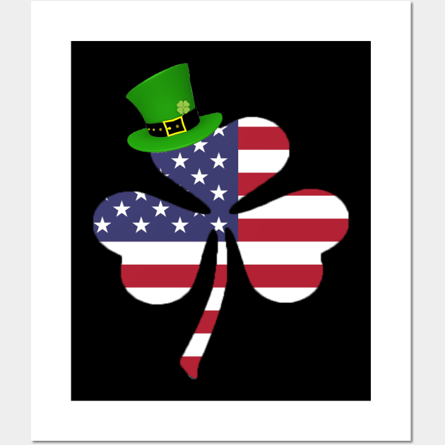 St Patricks Day Shirt American Flag Wall Art by EmmaShirt